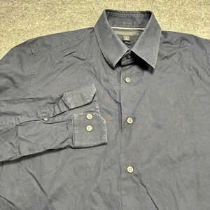 Banana Republic Dress Shirt Mens Medium Navy Blue Stretch Slim Fit Button Down